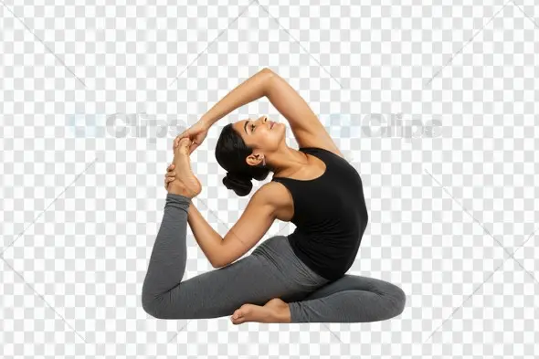 Elegant Yoga Pose PNG with Transparent Background