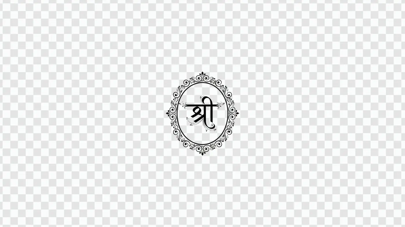 Monochrome Shree Calligraphy in Decorative Oval Border Clipart PNG