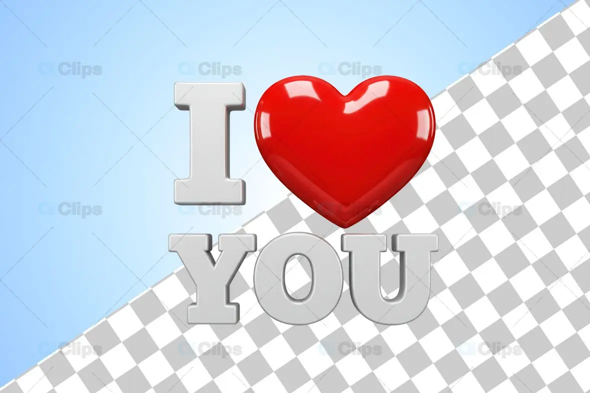 3D "I Love You" Text Icon