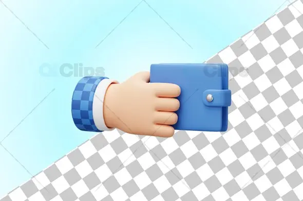 3D Hand Holding Wallet Illustration