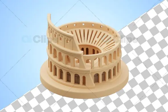 3D Miniature Roman Colosseum Architecture Model