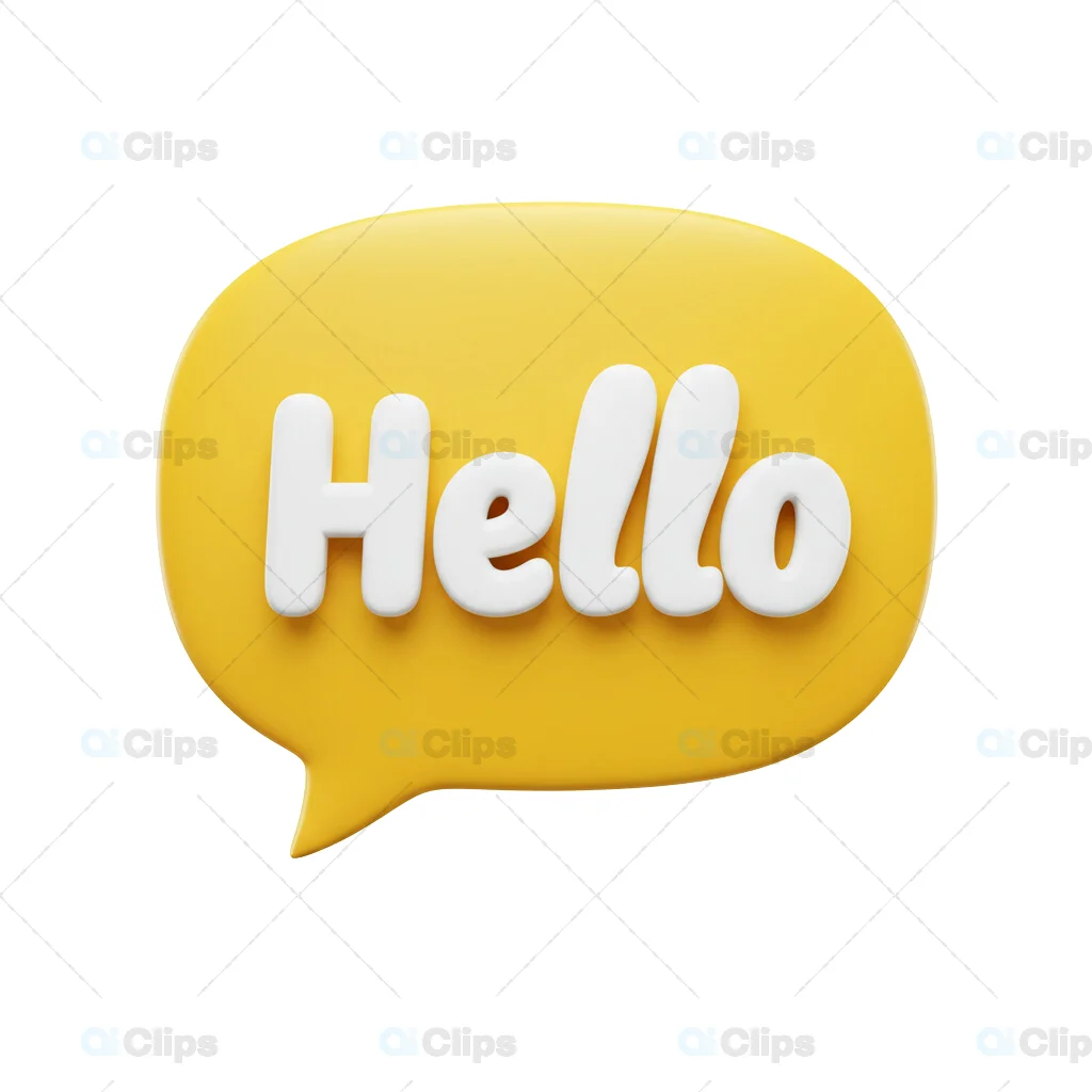 3D Yellow "Hello" Speech Bubble Icon