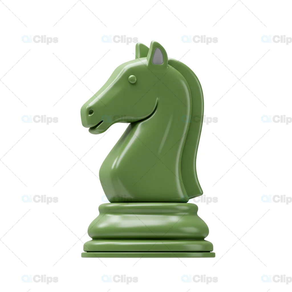 3D Chess Knight Piece in Sage Green
