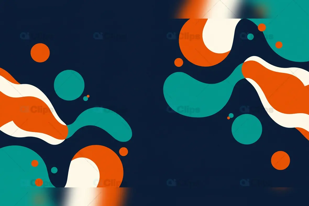 Abstract Wavy Shapes in Orange, Green, and Navy
