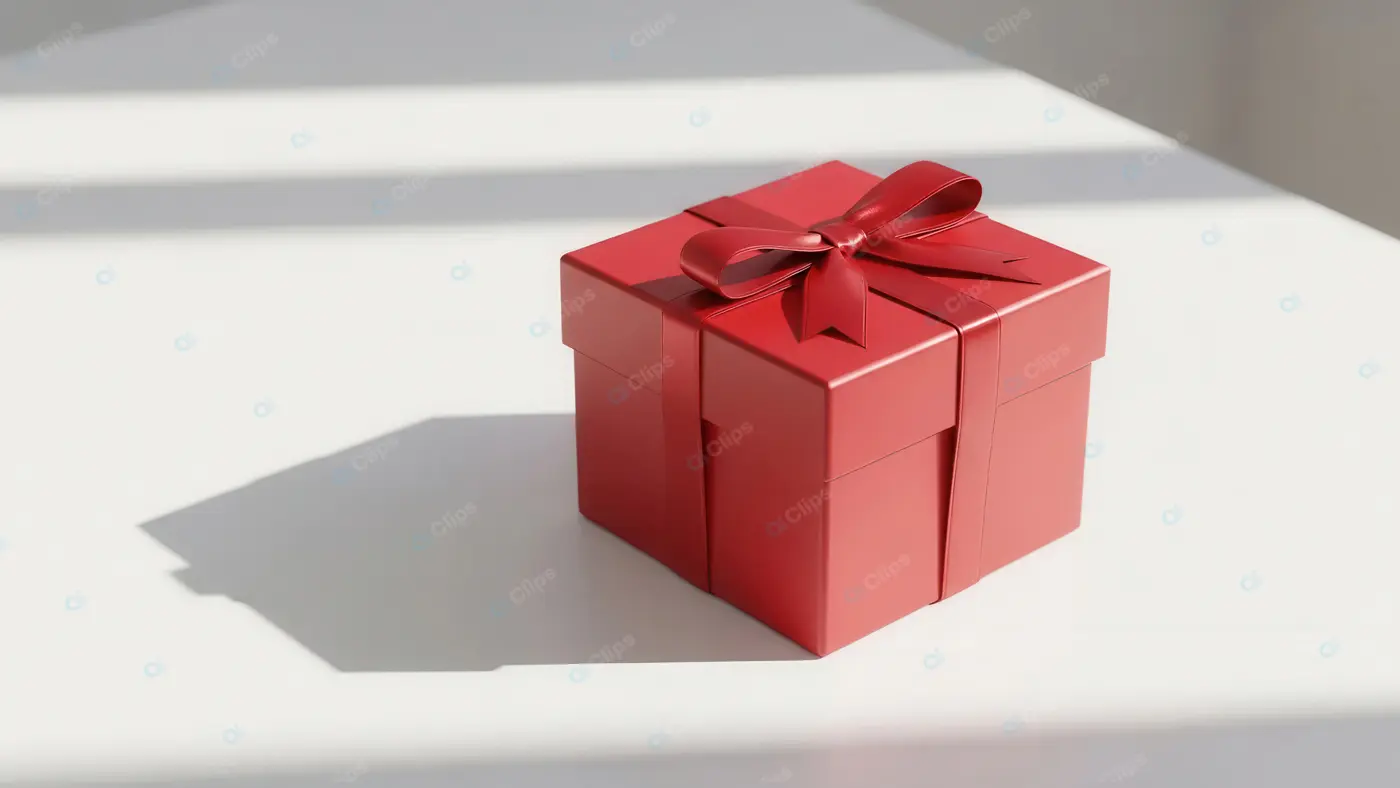 Vibrant Red Gift Box on White Surface