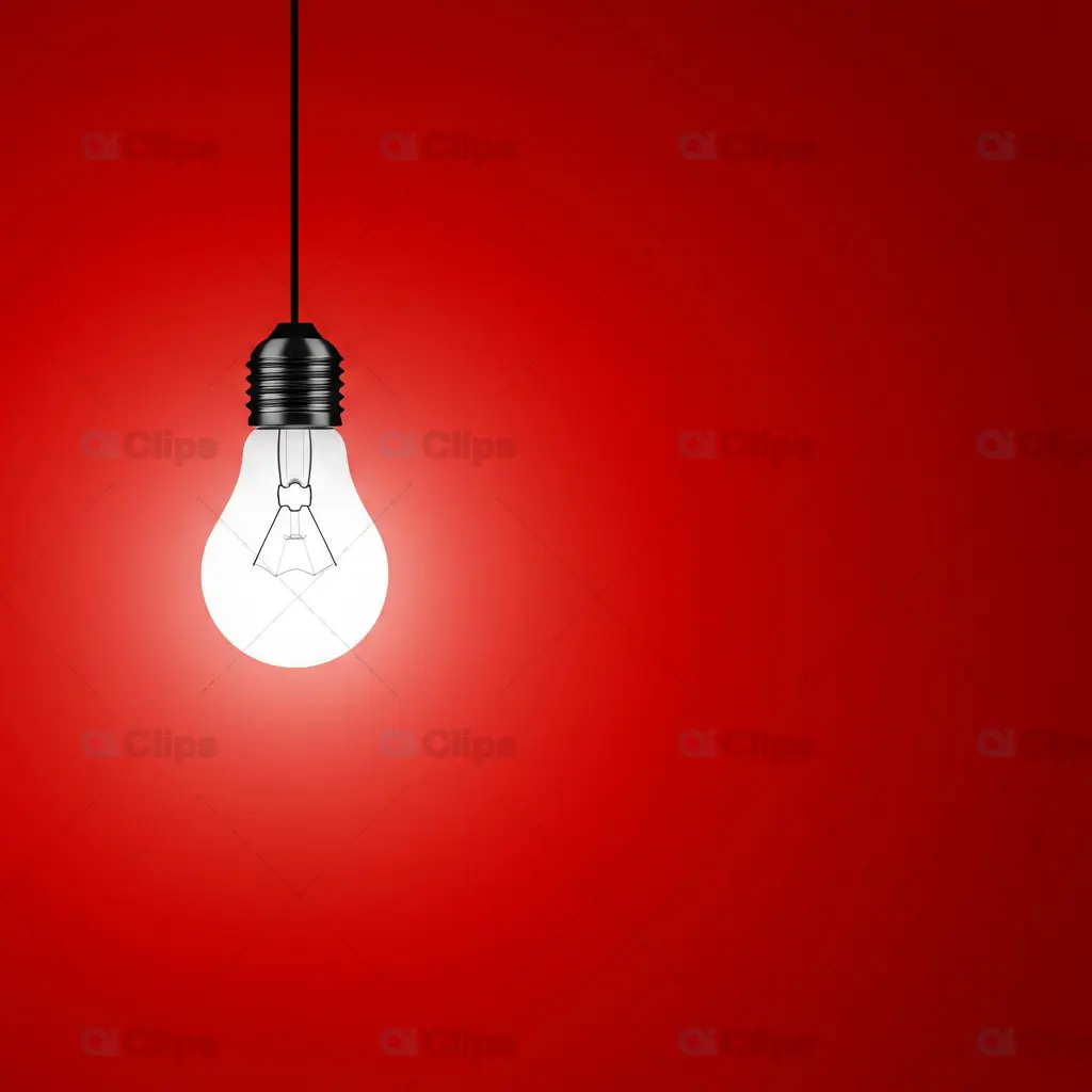 Stylish Light Bulb Mockup on Red Background