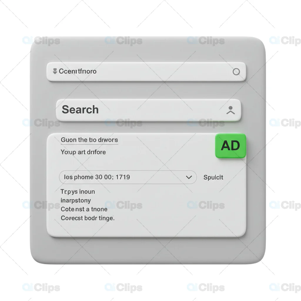 3D Minimalist Search Interface with Advertisement Card