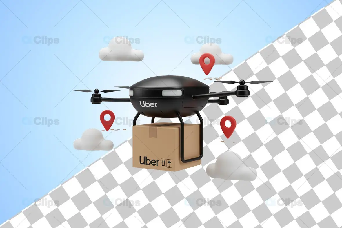 3D Drone Delivery Illustration with GPS Location