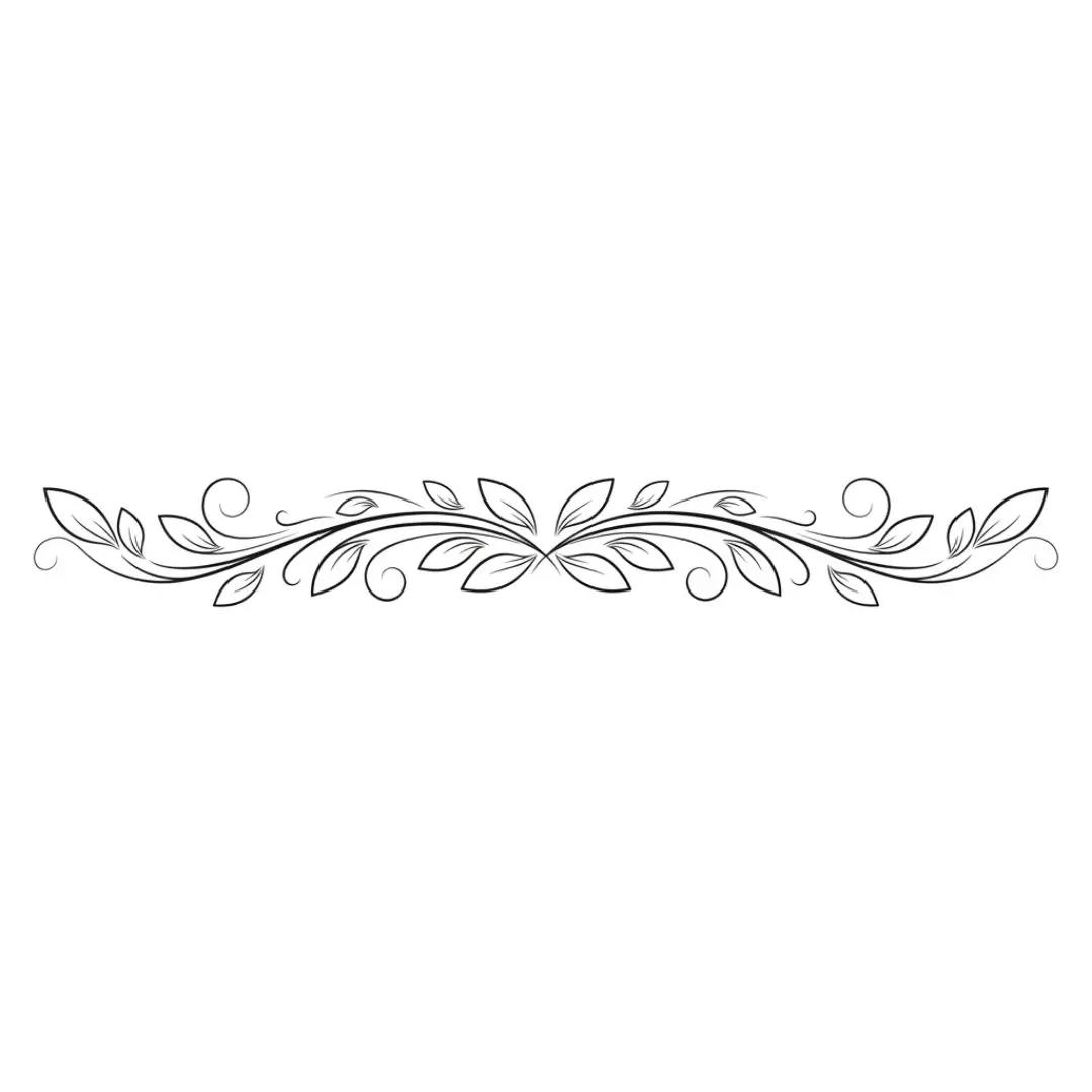 Symmetrical Leafy Flourish Decorative Divider Clipart PNG