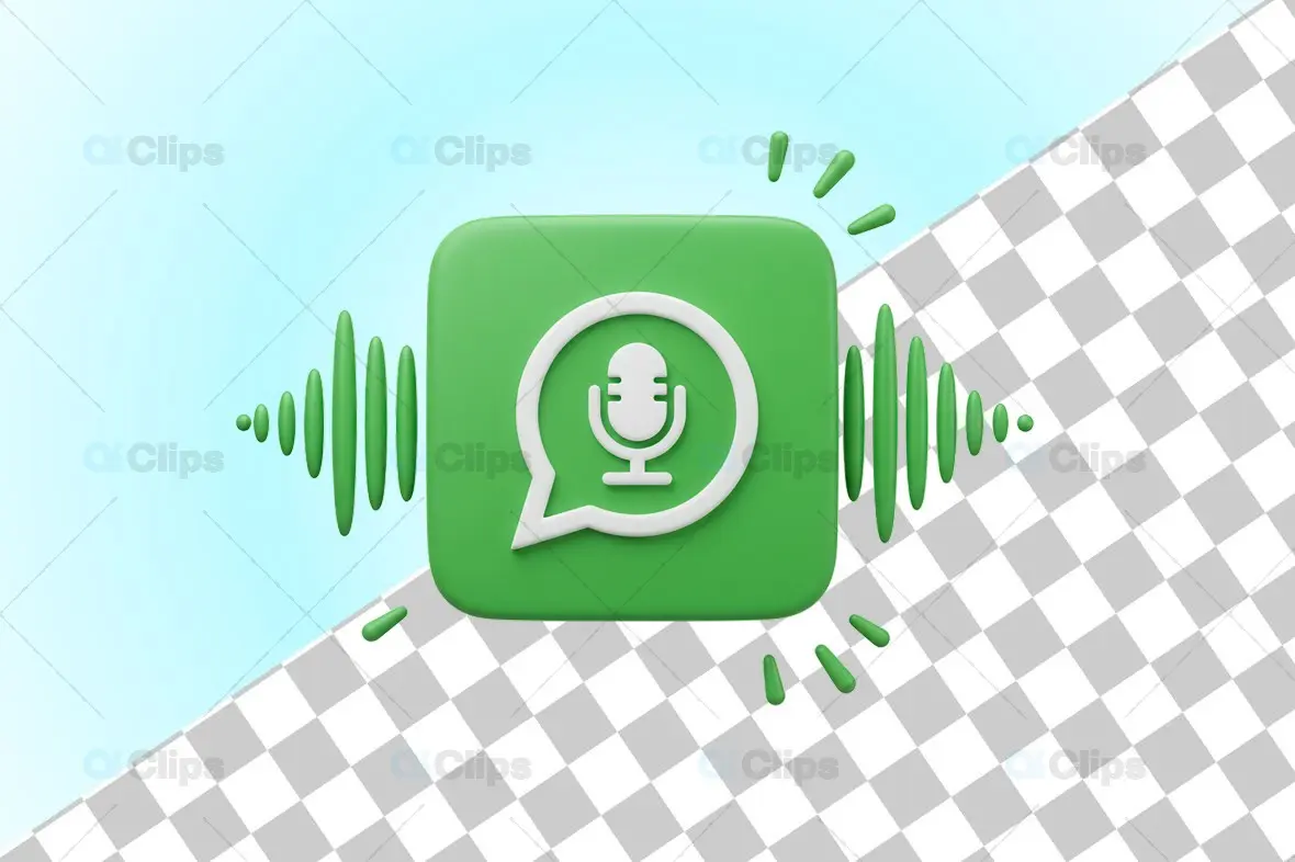 3D WhatsApp Voice Message Icon with Audio Waves