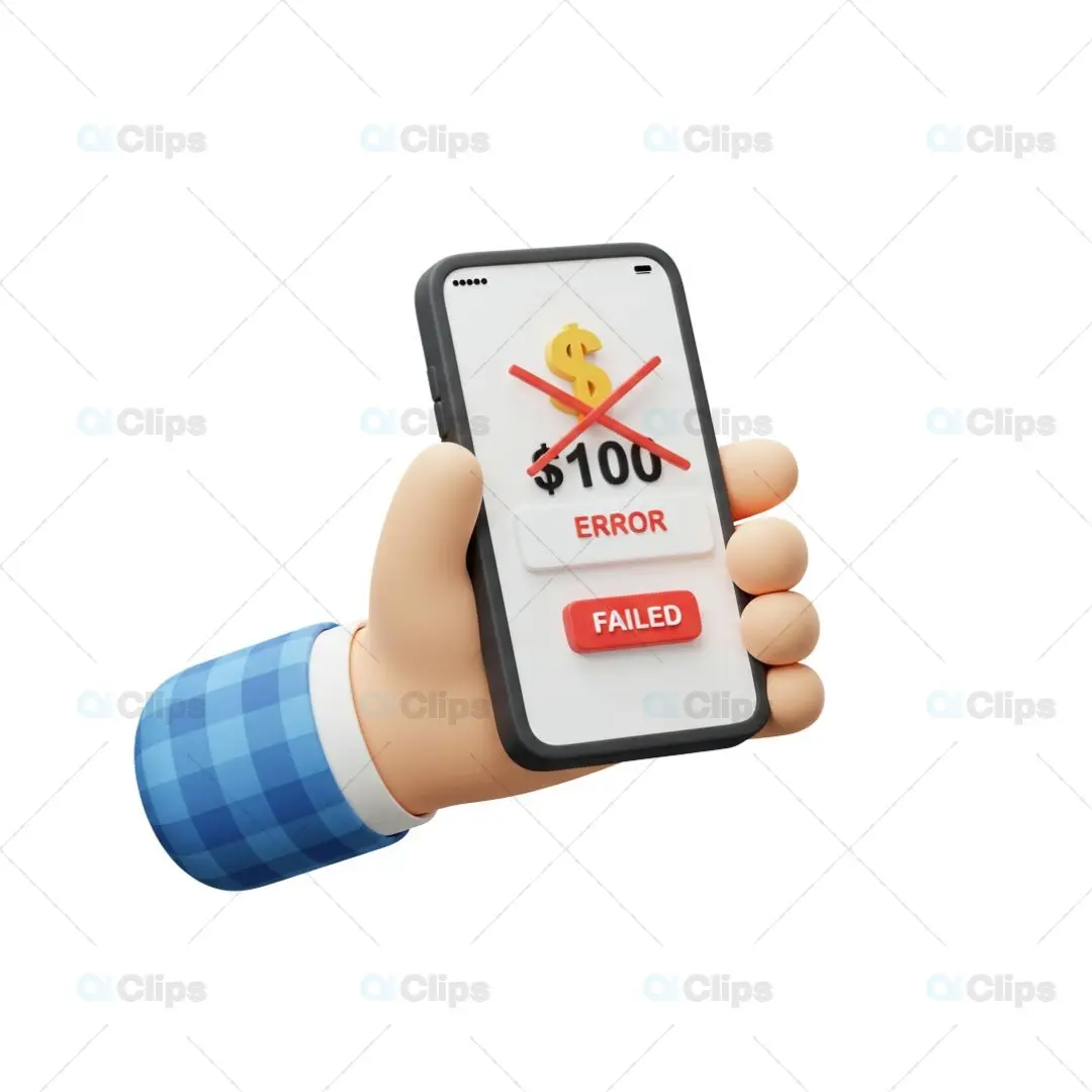 3D Mobile Payment Failed Illustration
