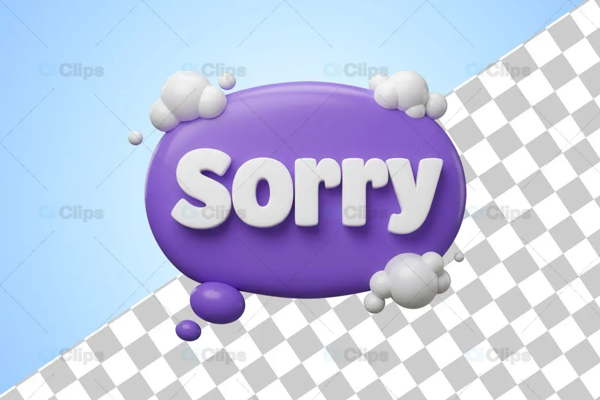 3D Purple Sorry Bubble Icon