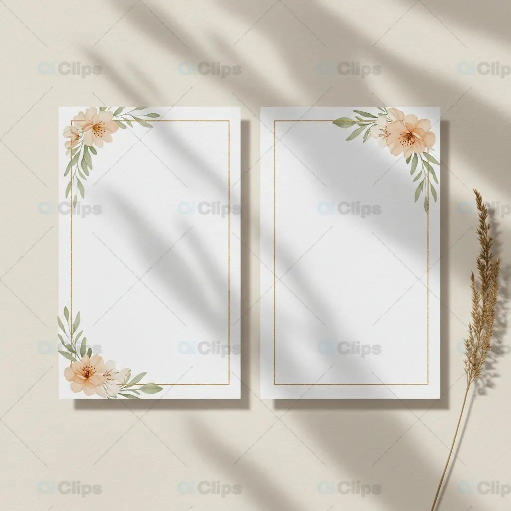 Floral Frame Template with Shadow Overlay