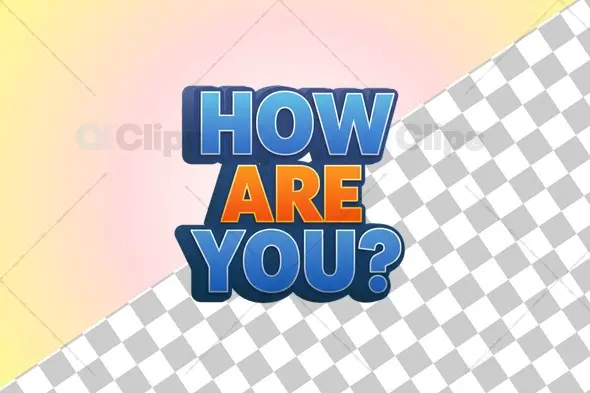 3D "How Are You?" Text Icon with Dual Tone