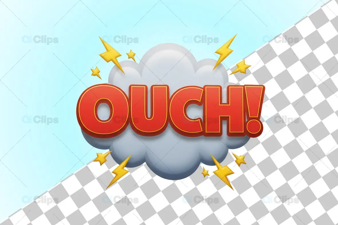 3D Ouch! Comic Text Illustration