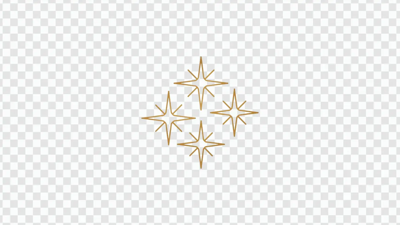 Elegant Golden Four Pointed Stars Cluster Clipart PNG