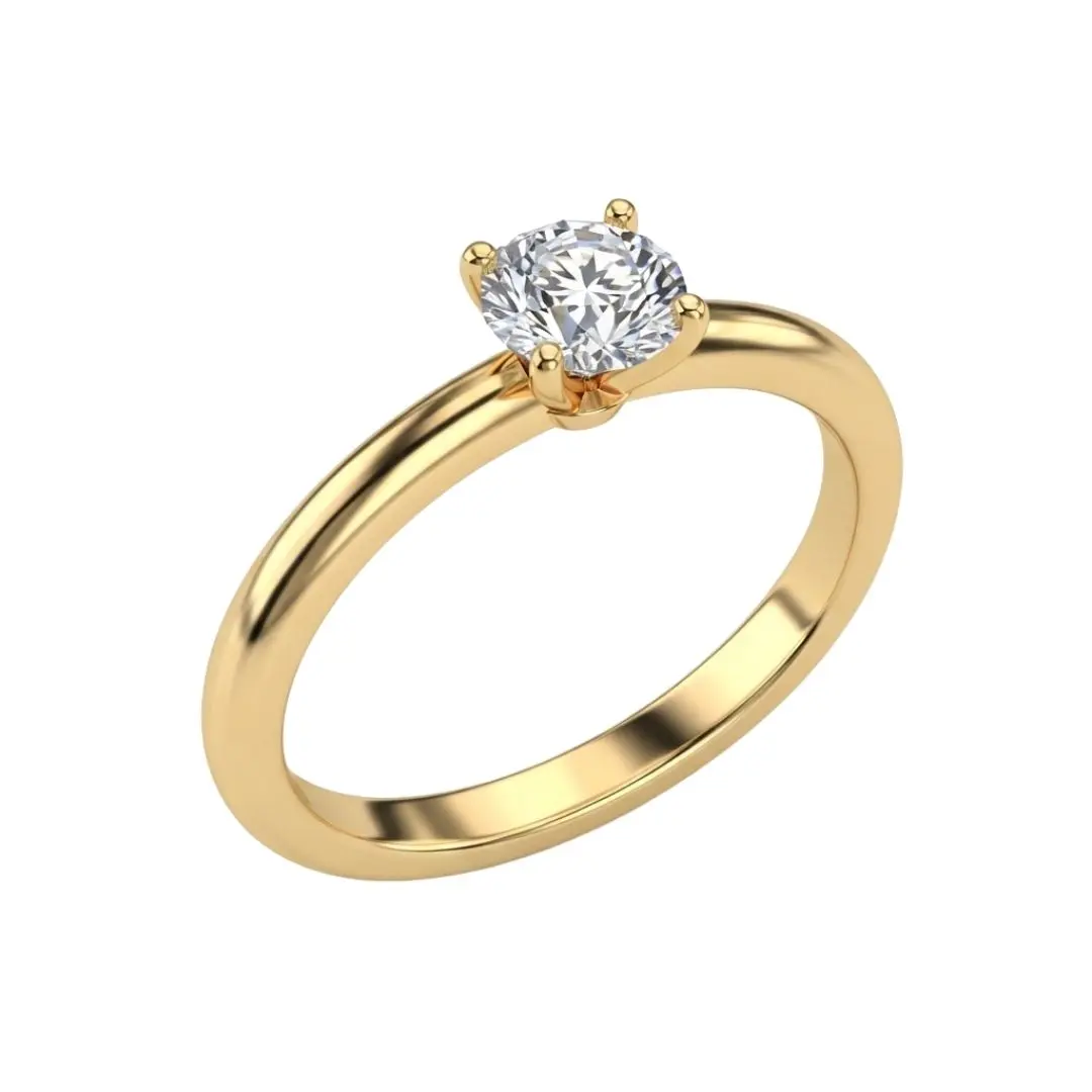 Elegant Gold Solitaire Diamond Engagement Ring PNG Clipart
