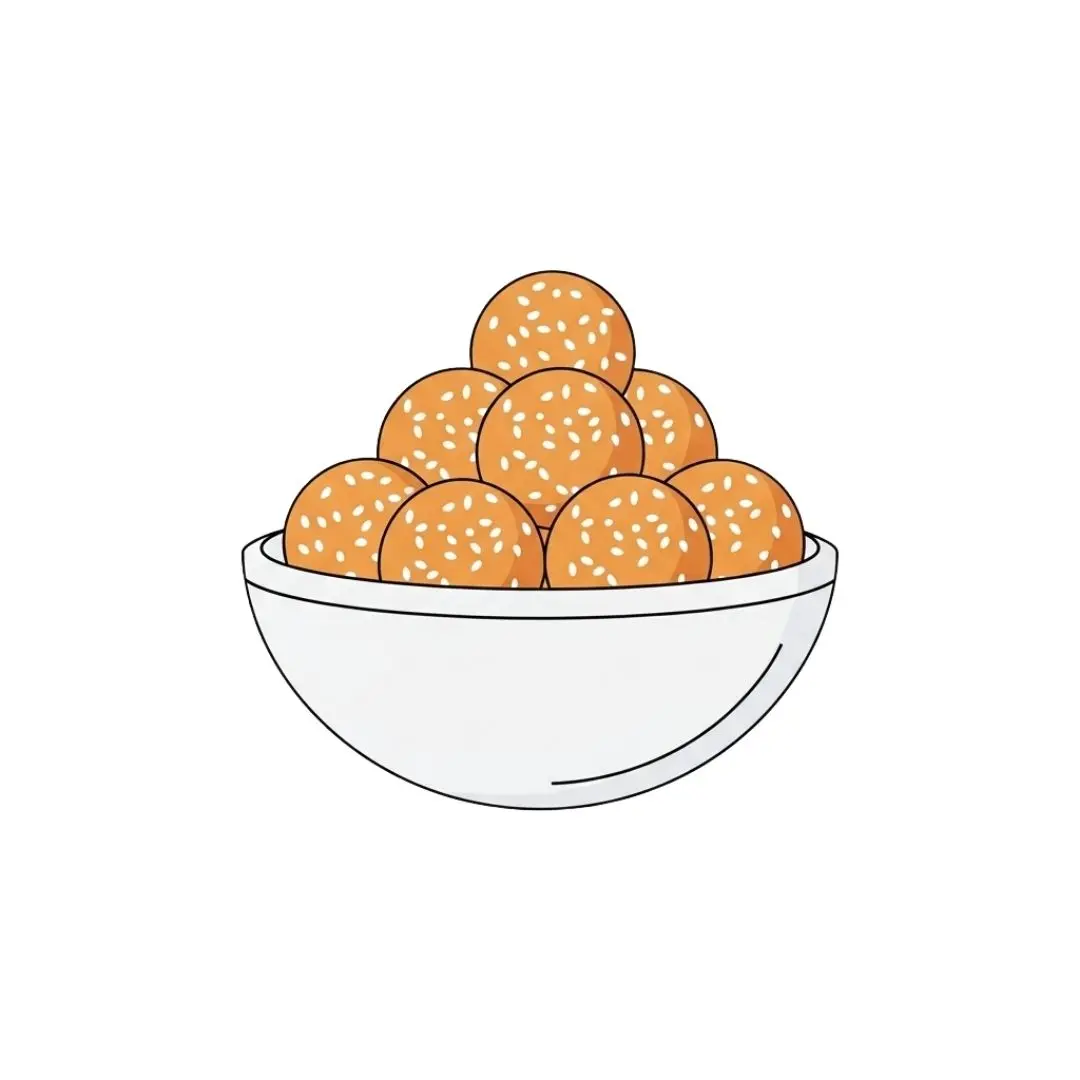 Traditional Indian Sesame Laddu Sweets Bowl Clipart PNG