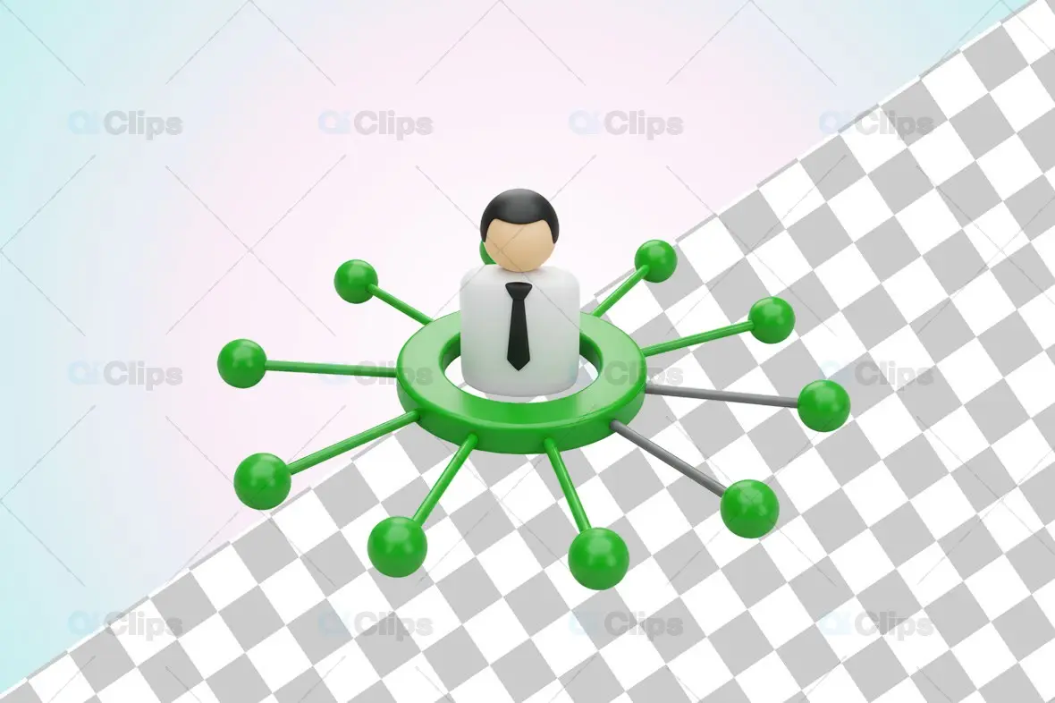 Business Network Connection 3D Illustration