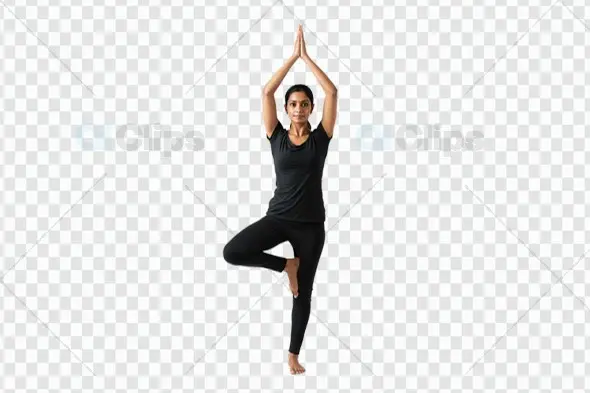 Yoga Tree Pose on Transparent Background