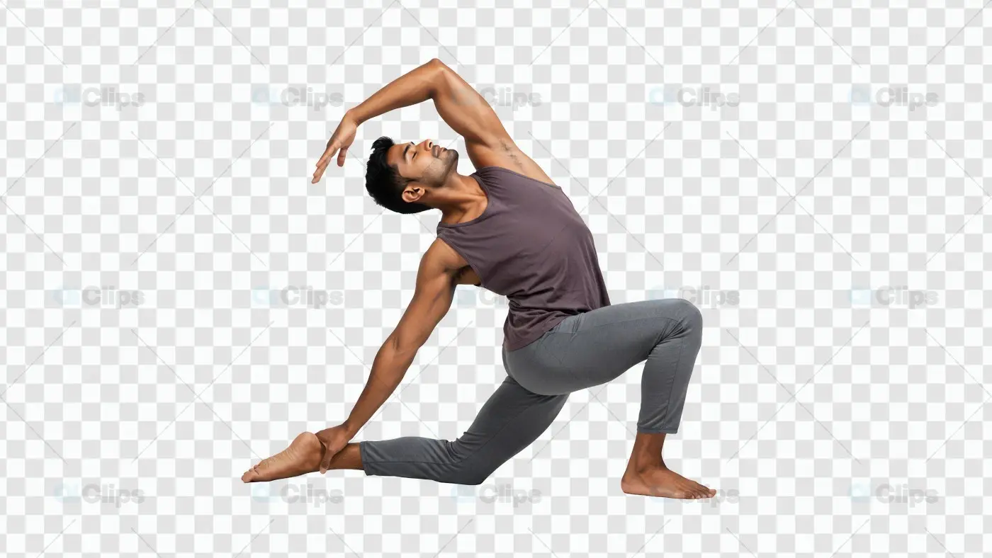 Graceful Side Bend Yoga Pose on Transparent Background