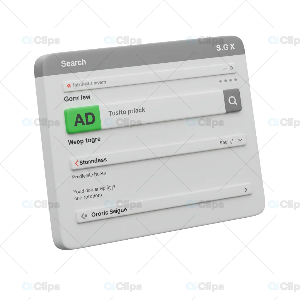 3D Search Interface with Green AD Button Template