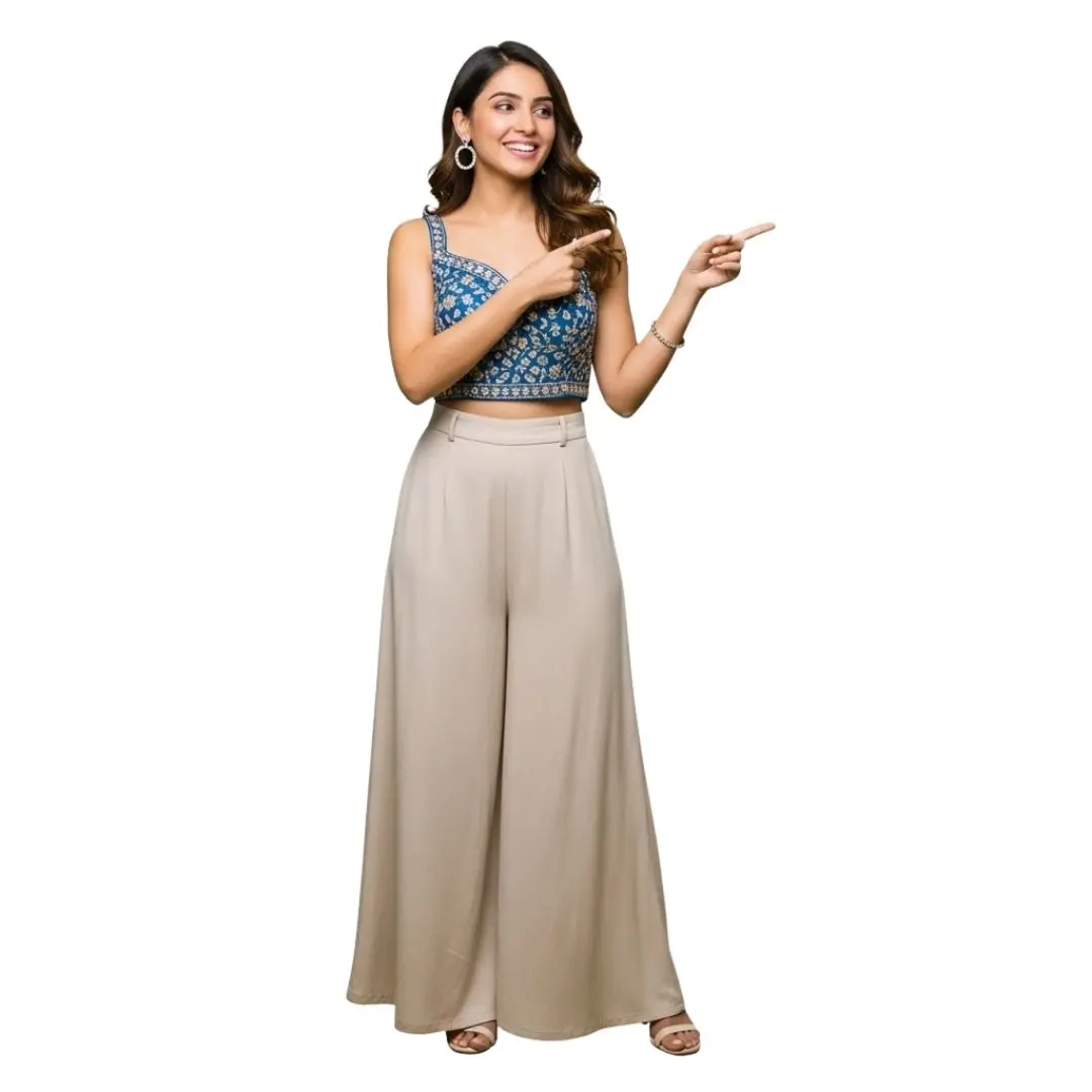 Smiling Indian Woman in Modern Ethnic Wear Pointing PNG