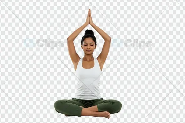 Peaceful Yoga Meditation Pose on Transparent Background