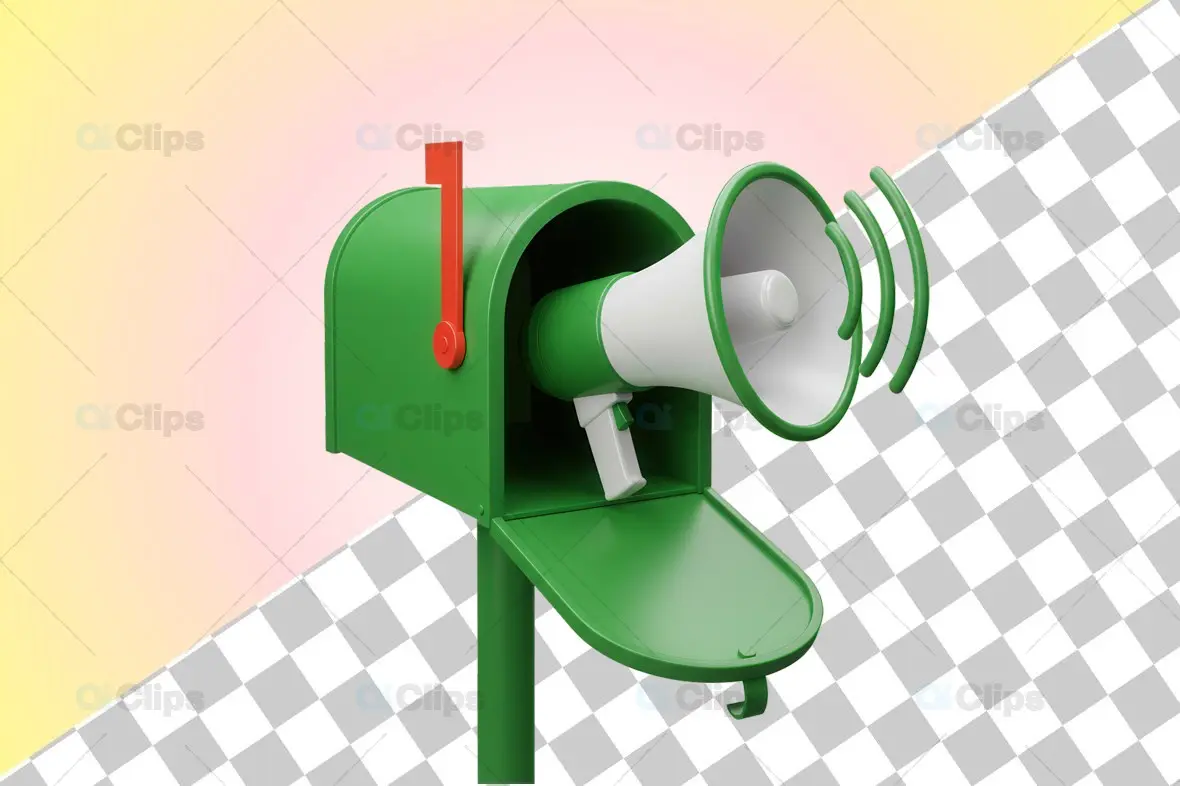 Green Mailbox with Megaphone 3D Model