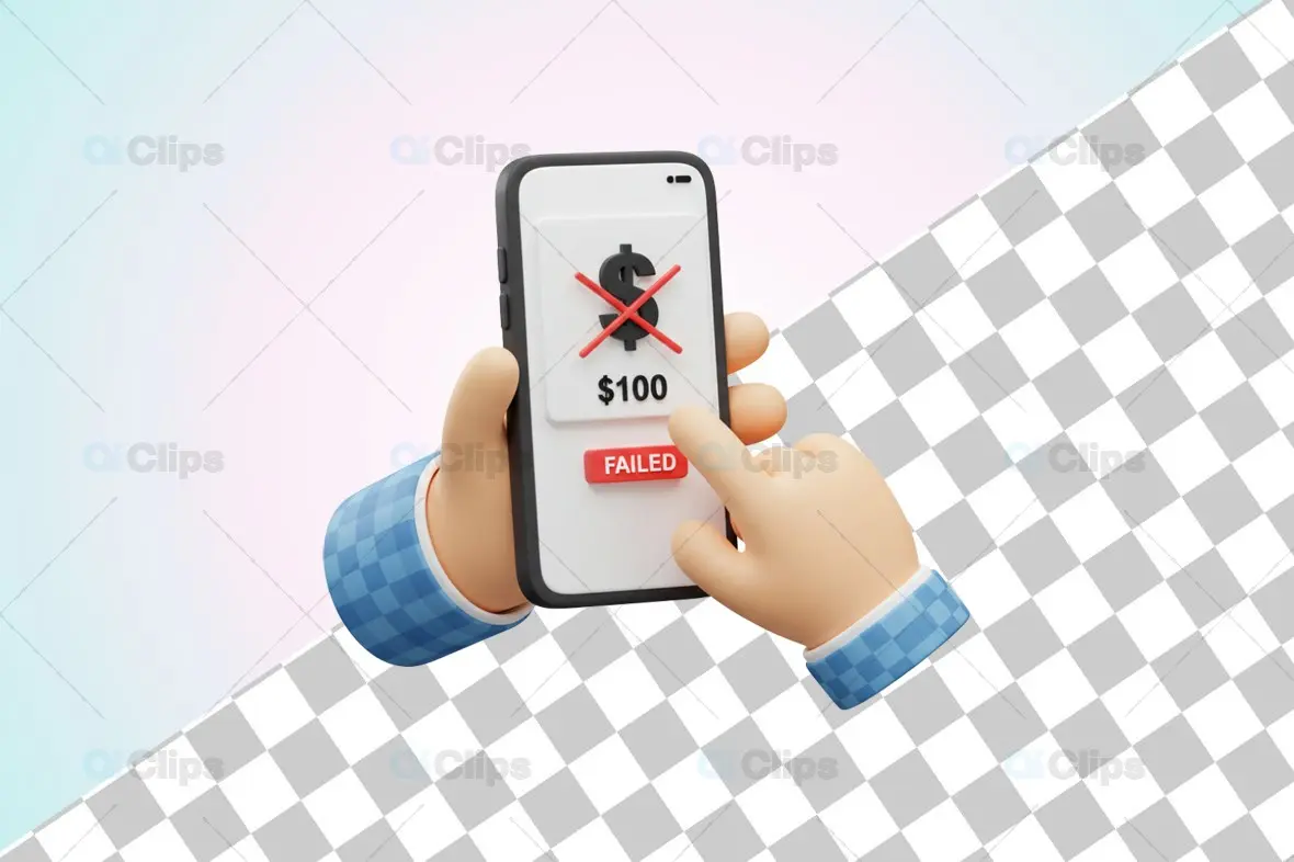 3D Mobile Payment Declined Illustration