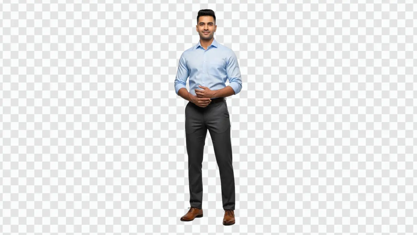 Young Indian Corporate Professional Standing with Confidence PNG