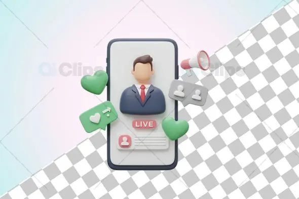 3D Social Media Live Streaming Business Avatar Interface