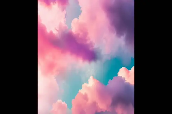 Dreamy Cotton Candy Clouds with Turquoise Sky