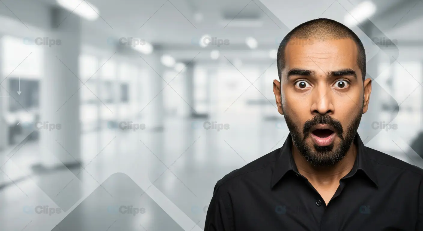 Surprised Indian Man in Office Setting
