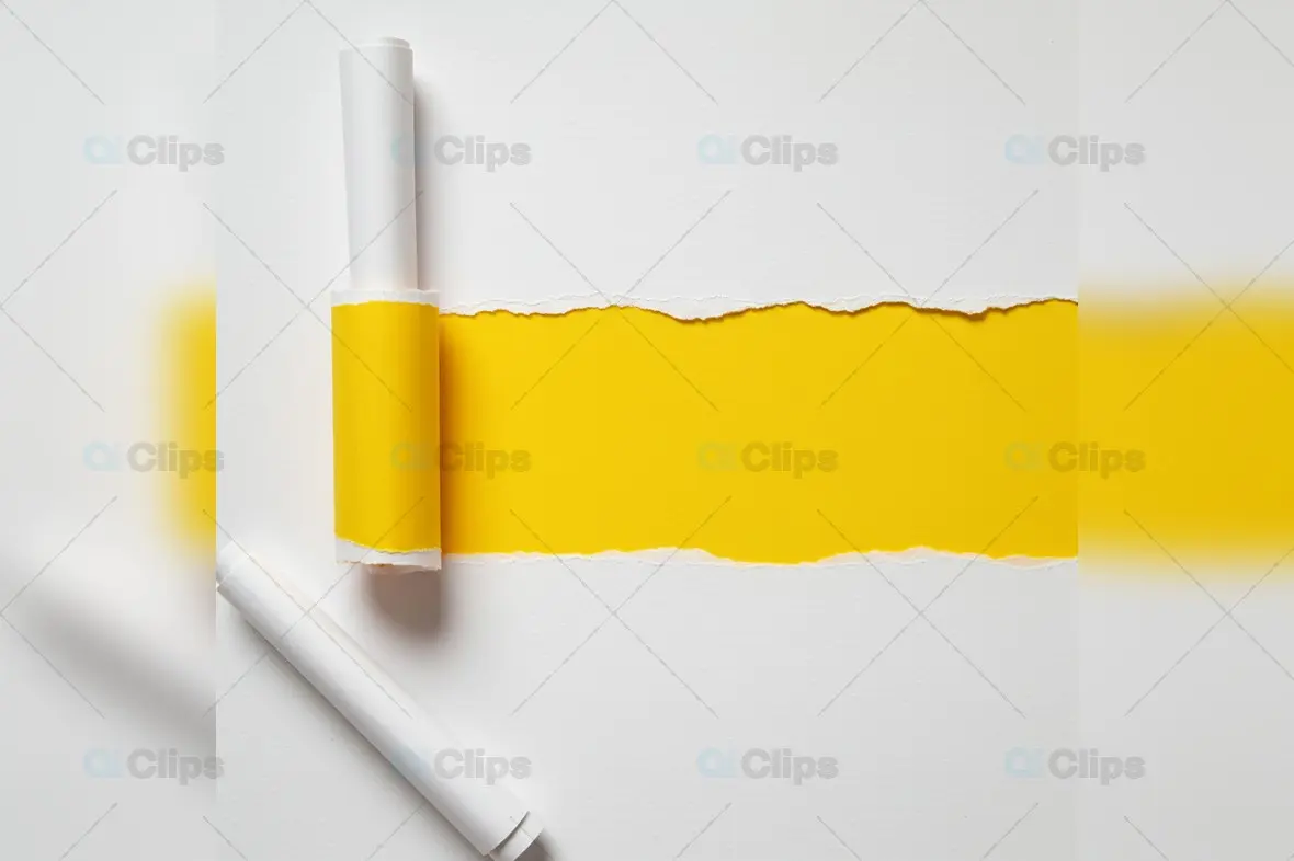 Torn White Paper Revealing Yellow Background Creative Concept