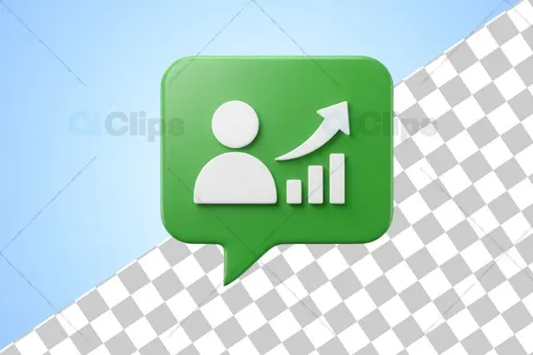 Green Analytics Speech Bubble Icon 3D Illustration