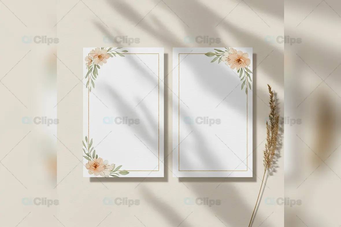Floral Frame Template with Shadow Overlay
