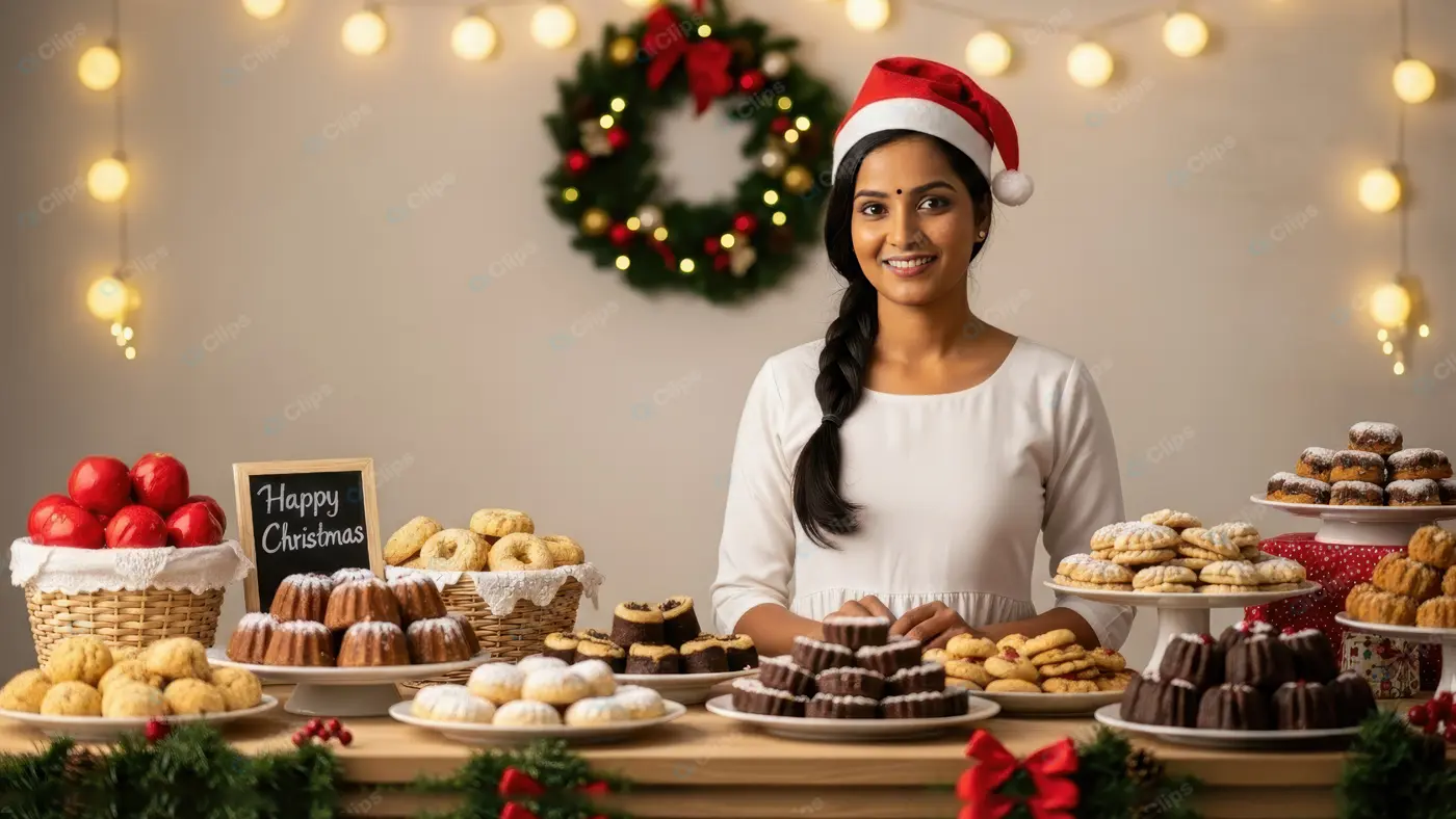 Joyful Woman Presents Holiday Desserts