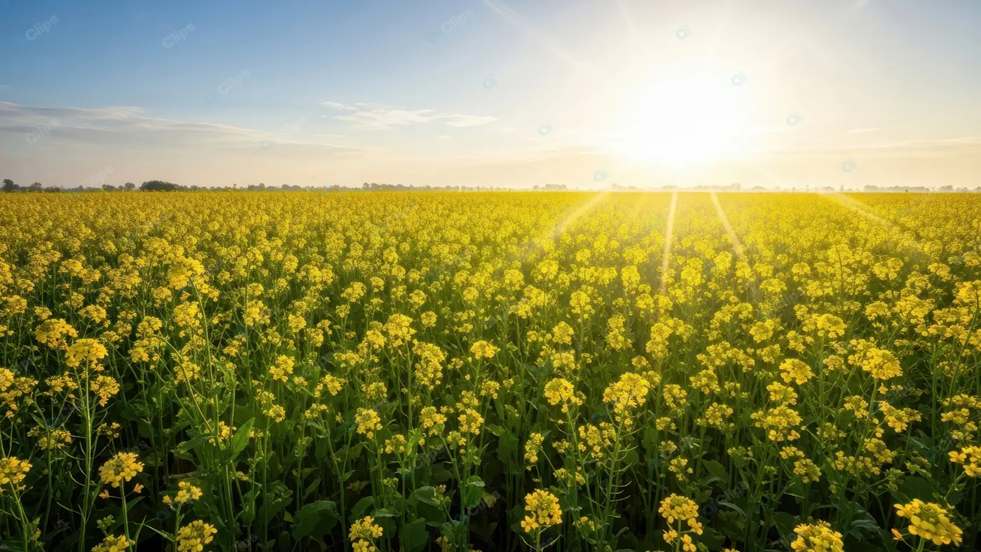 Sunlit Mustard Field Horizon