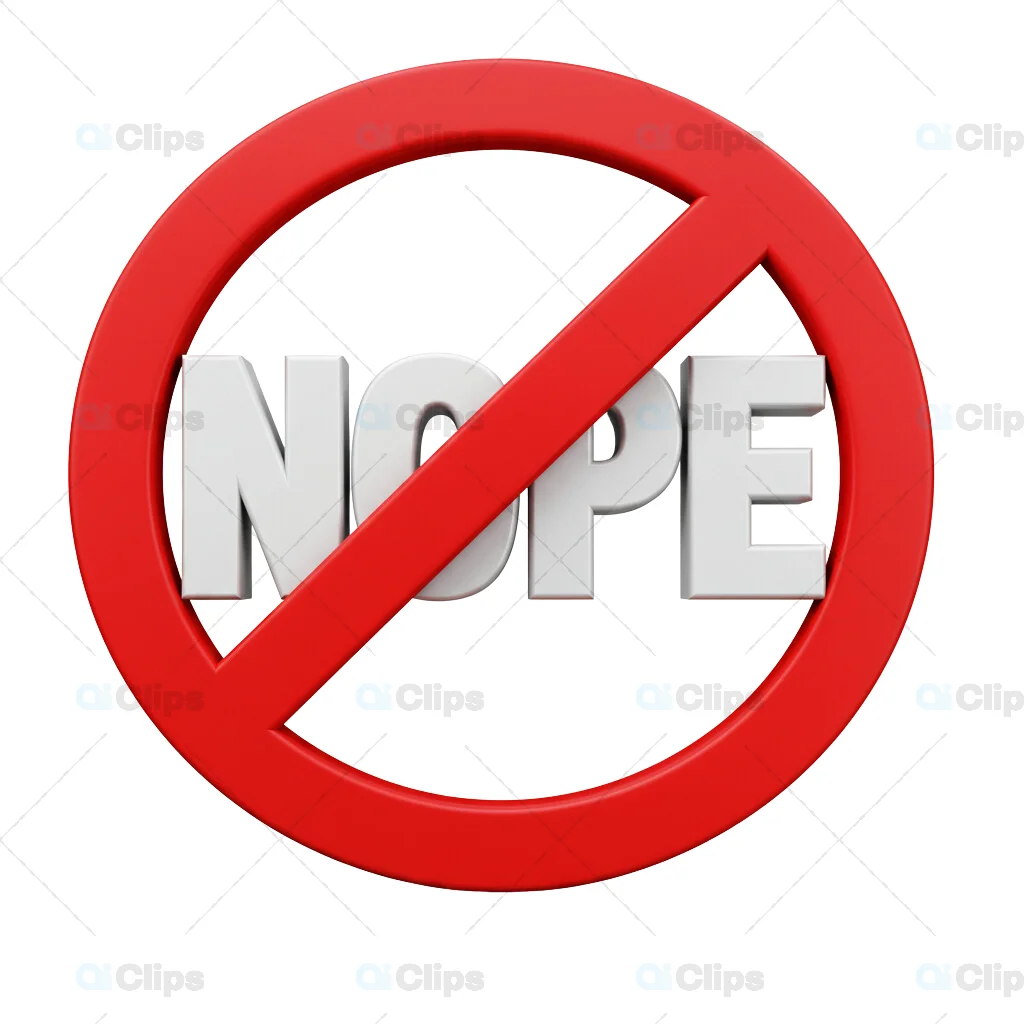 3D "NOPE" Prohibition Symbol