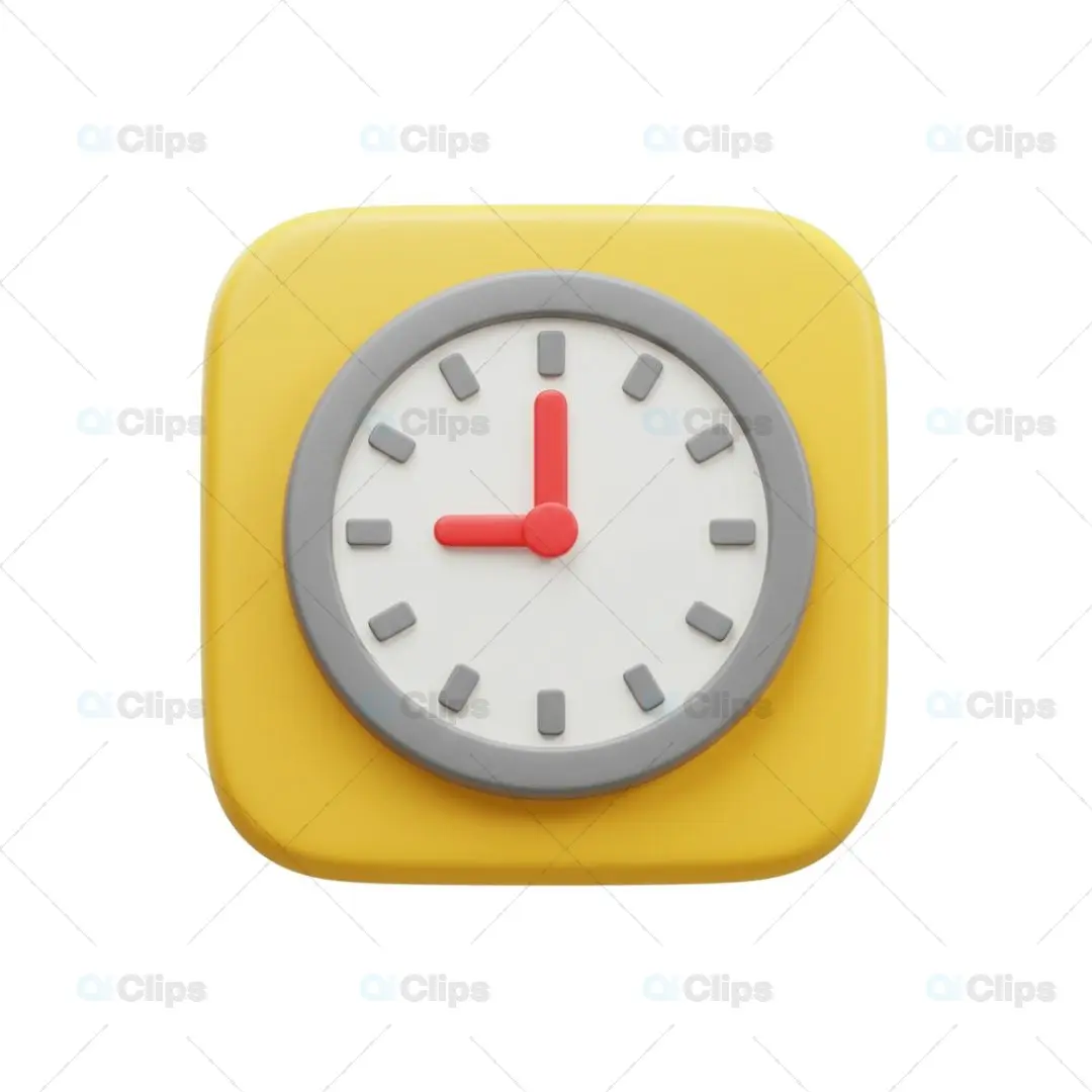 3D Clock Icon Illustration