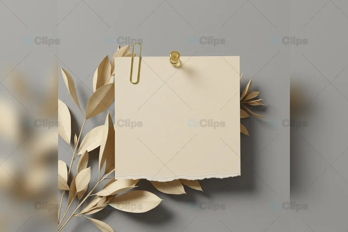 Elegant Cream Note with Golden Leaves Template