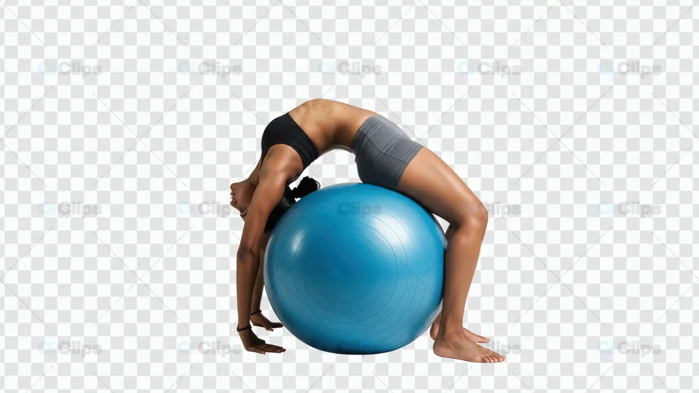 Athletic Back Bend on Blue Exercise Ball  Transparent PNG