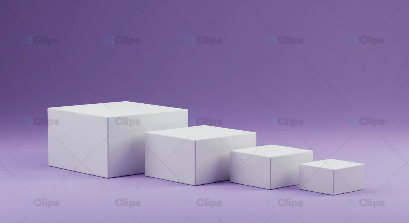 Minimal White Cubes on Gradient Purple Background