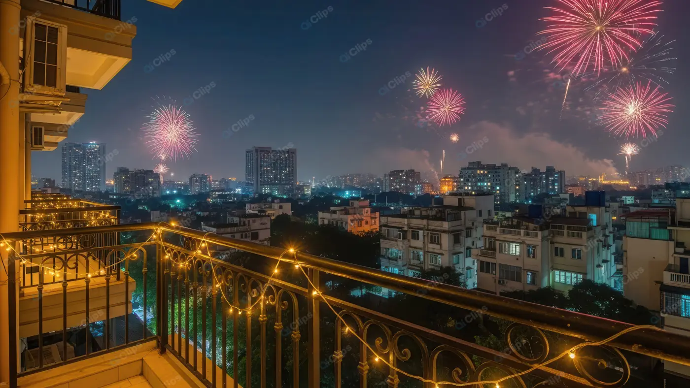 Festive Night View Over the City