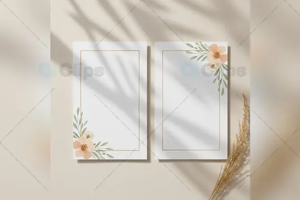 Elegant Floral Frame Cards with Palm Shadow Overlay