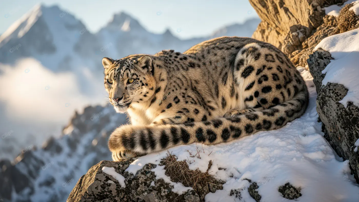 Majestic Snow Leopard in Mountain Habitat