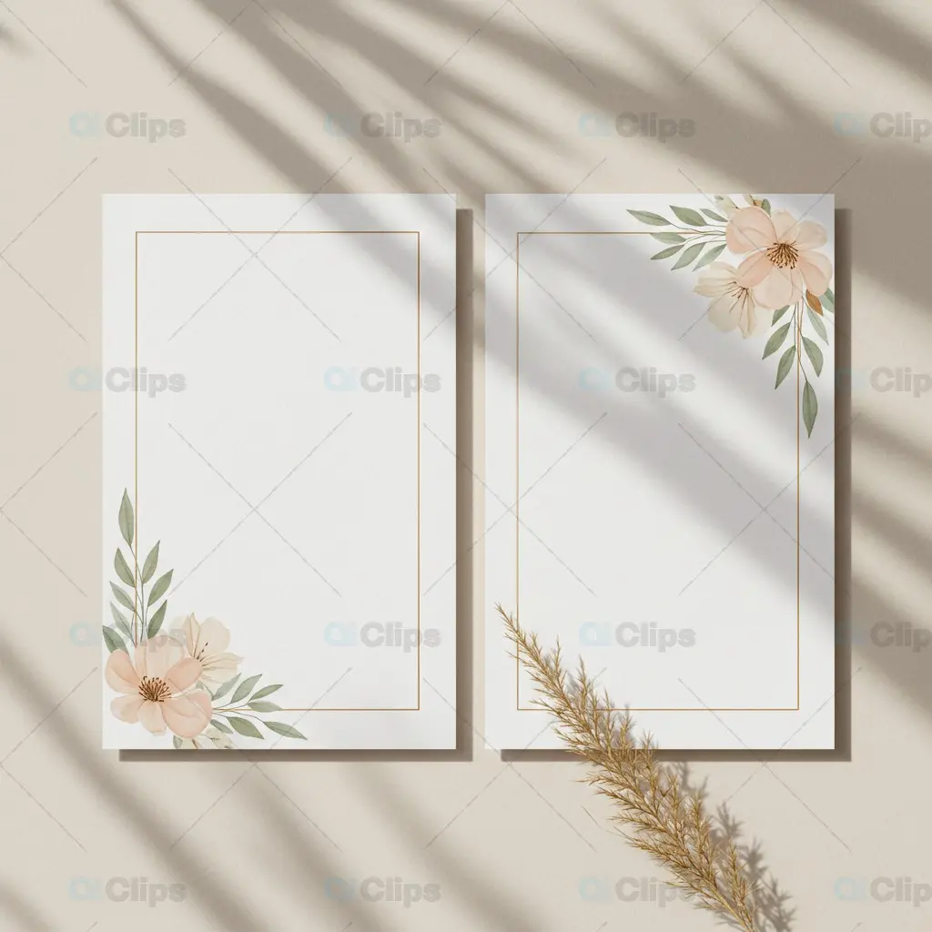 Elegant Floral Frame Templates with Shadow Overlay