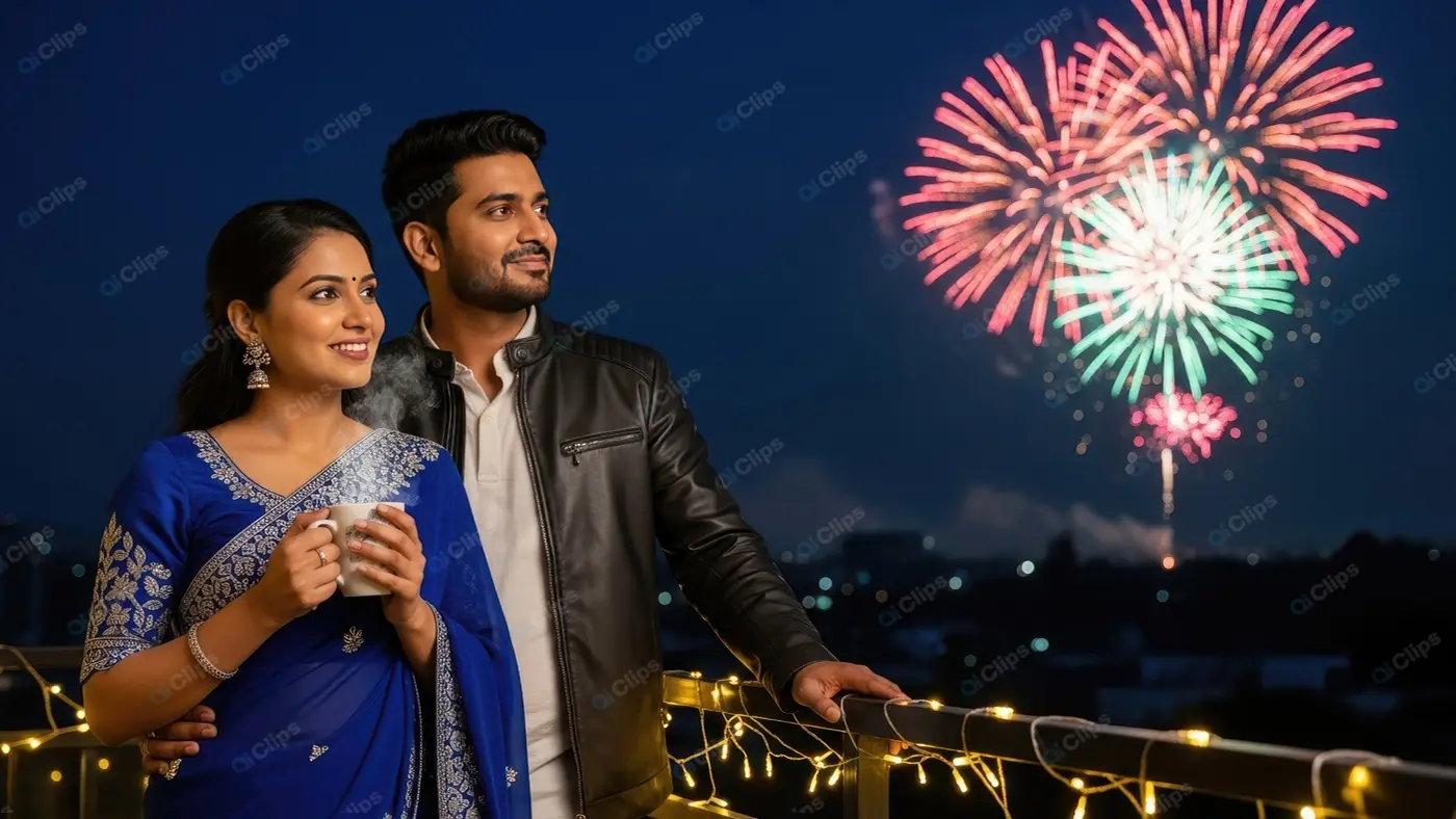 Indian Couple's Nighttime Celebration