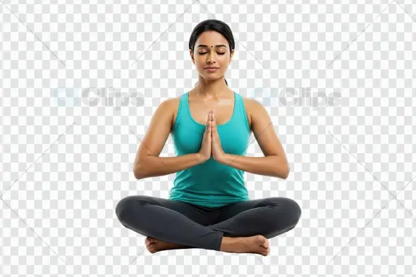 Peaceful Yoga Pose PNG  Meditative Woman in Serenity